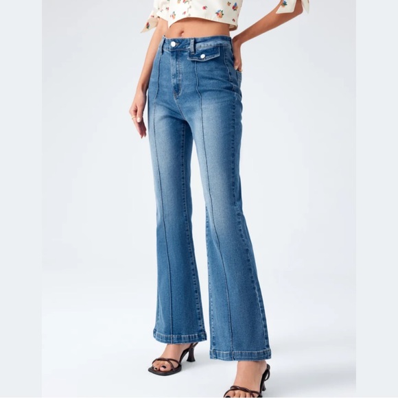 Cider Denim Washed High Waist Flared Jeans - Picture 3 of 7